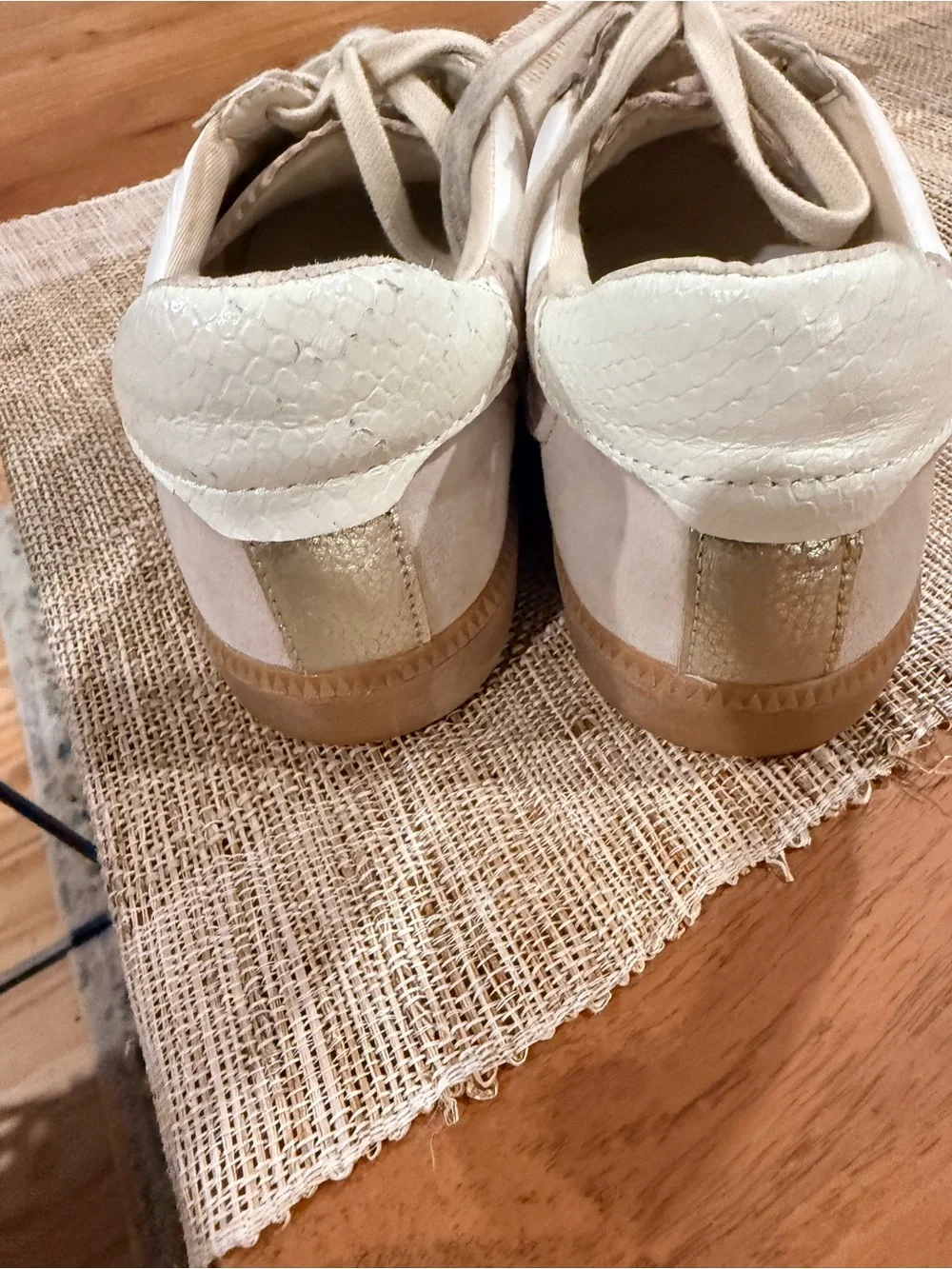 Dolce Vita White and Beige Leather Low-Top Sneakers